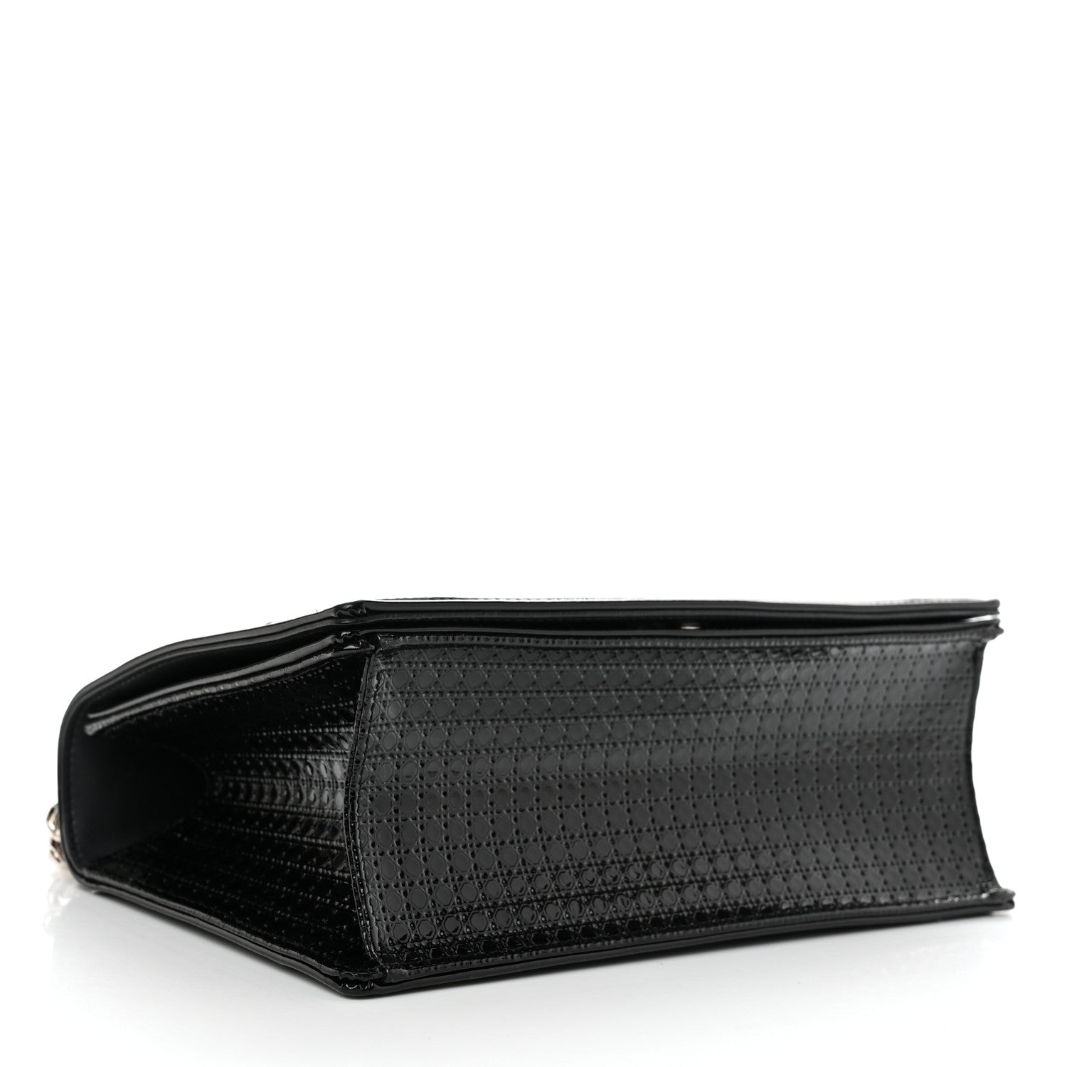 Christian Dior Metallic Patent Micro-Cannage Medium Diorama Flap Bag Graphite 4 of 11