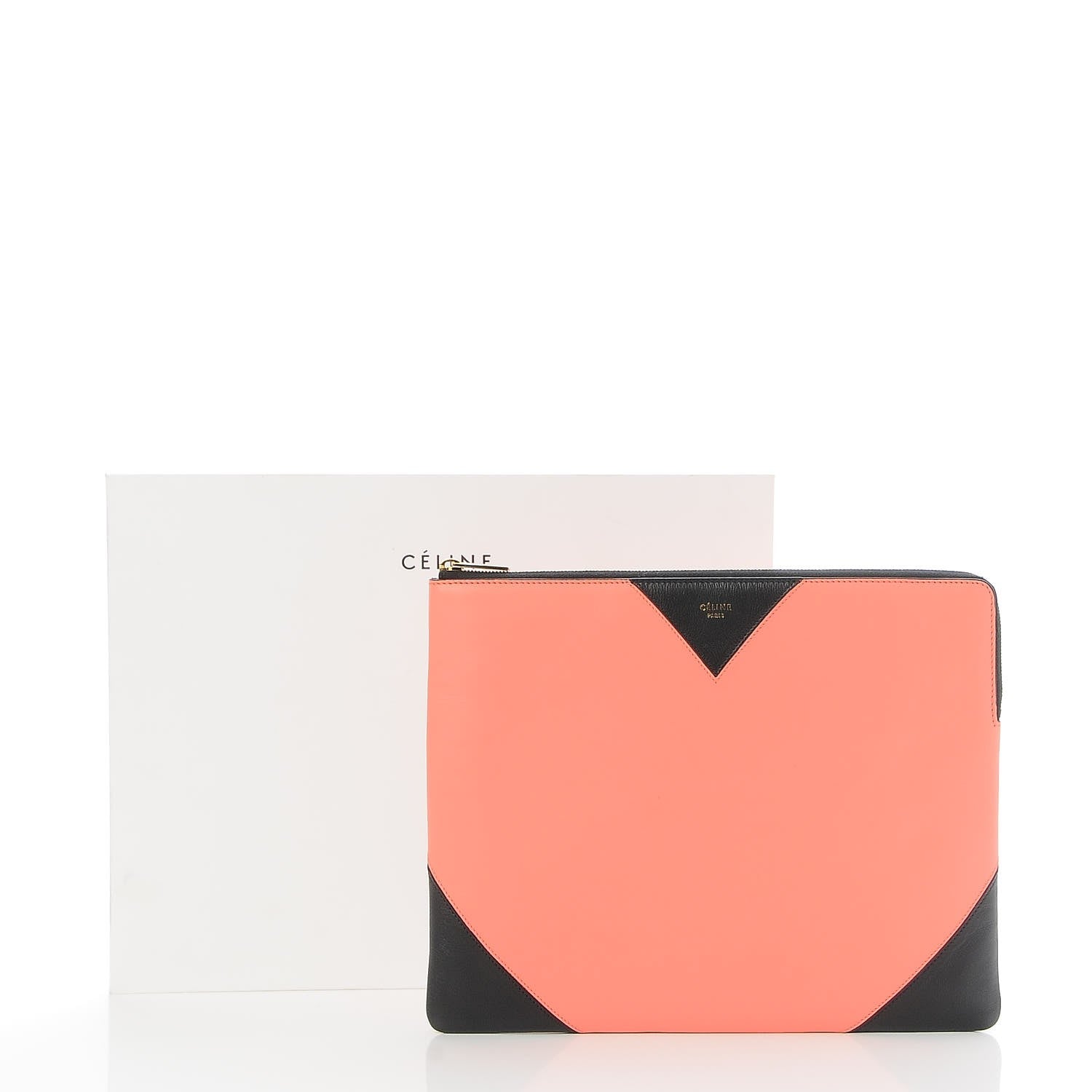 Celine Lambskin Bi-Color Coeur iPad Clutch Flamingo Black 7 of 7