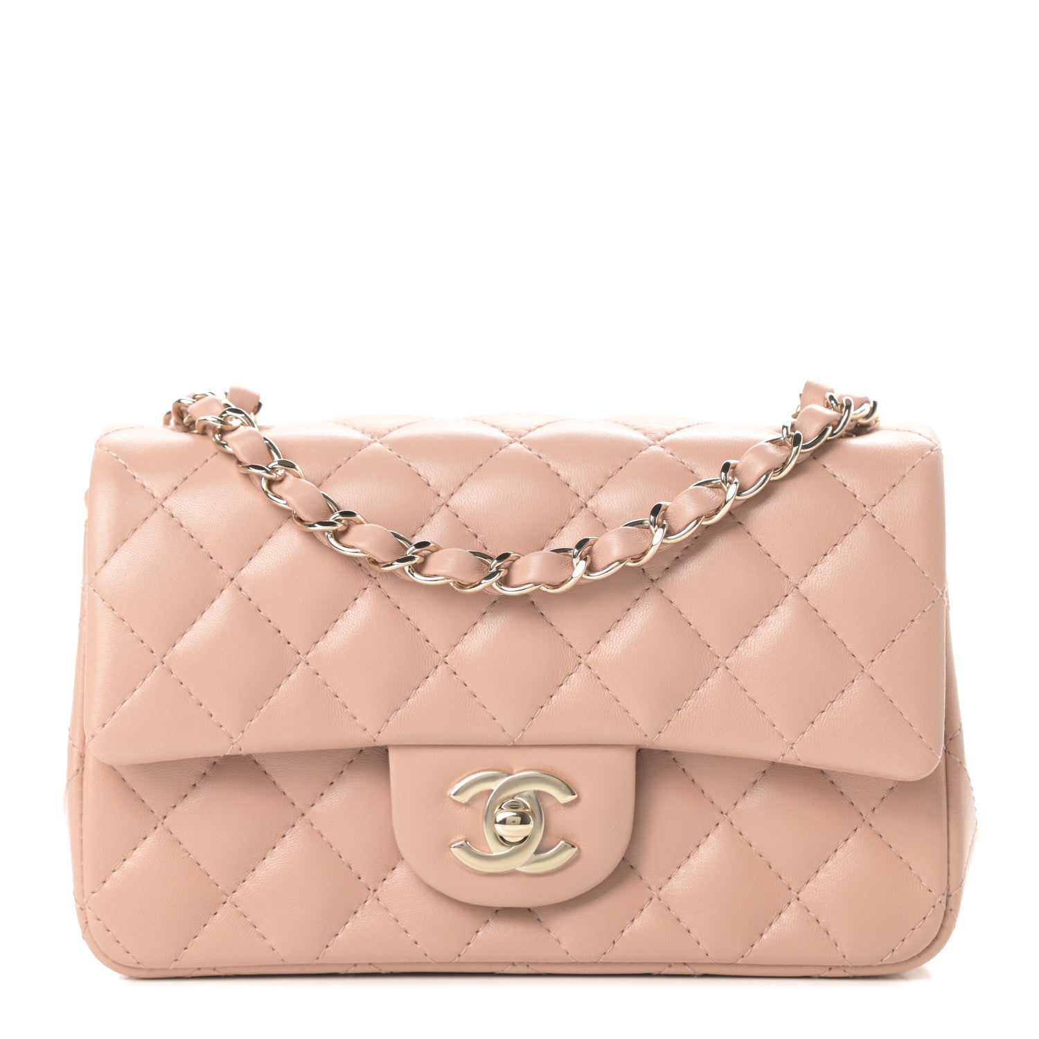 Chanel Lambskin Quilted Mini Rectangular Flap Beige 1 of 11