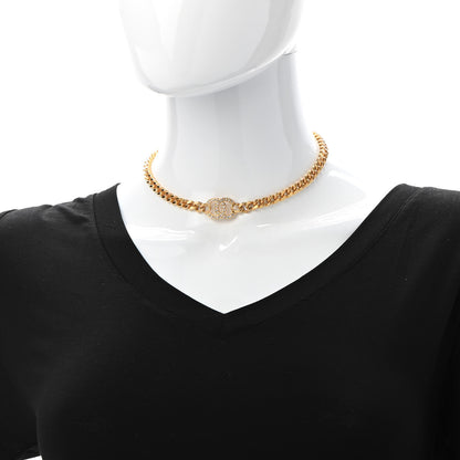 Chanel Crystal Chain Link CC Choker Necklace Gold 2 of 7
