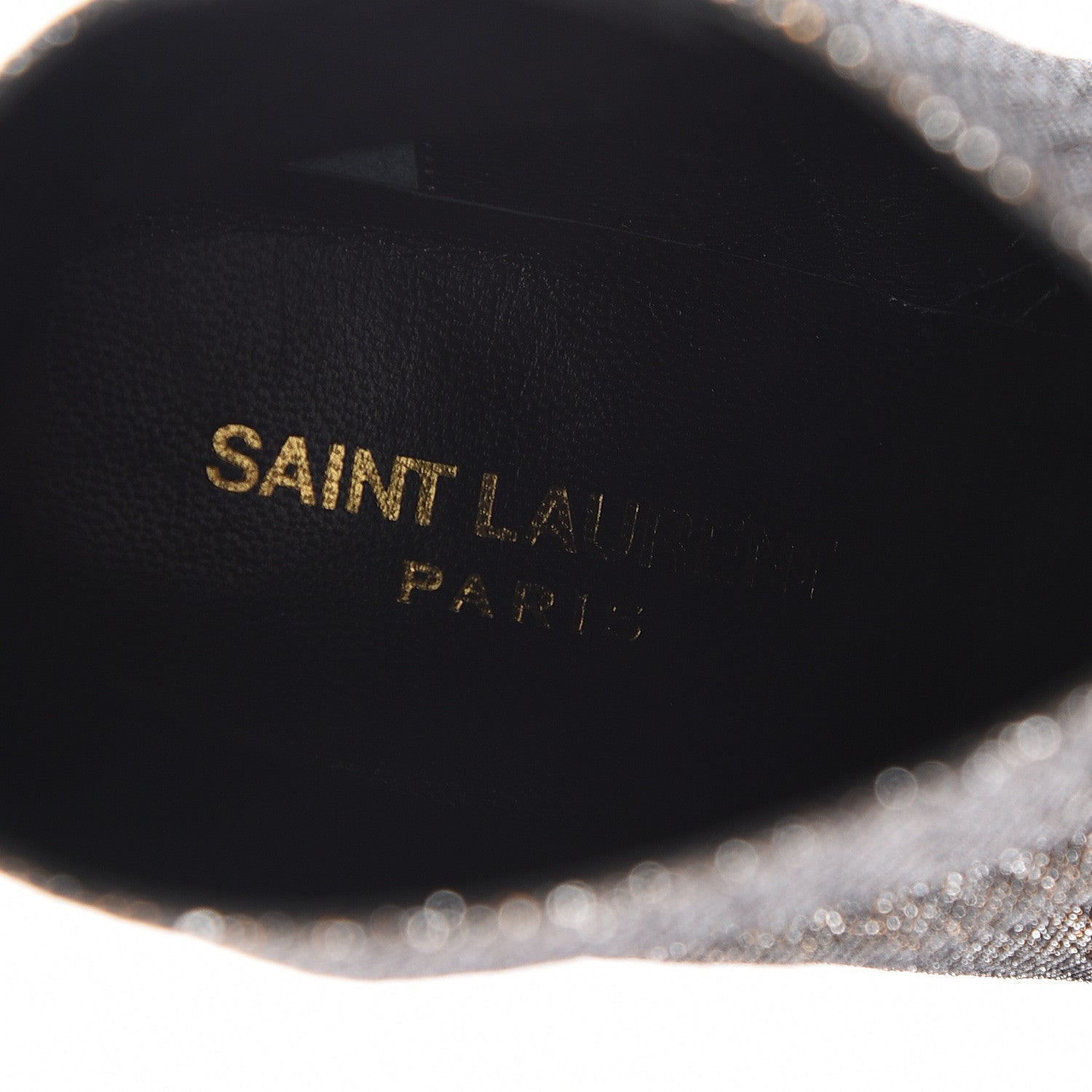 Saint Laurent Glitter Babies Zip Boots 36.5 Black Gold 8 of 11