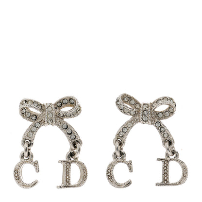 Christian Dior Crystal Bow Earrings Silver 1 of 3