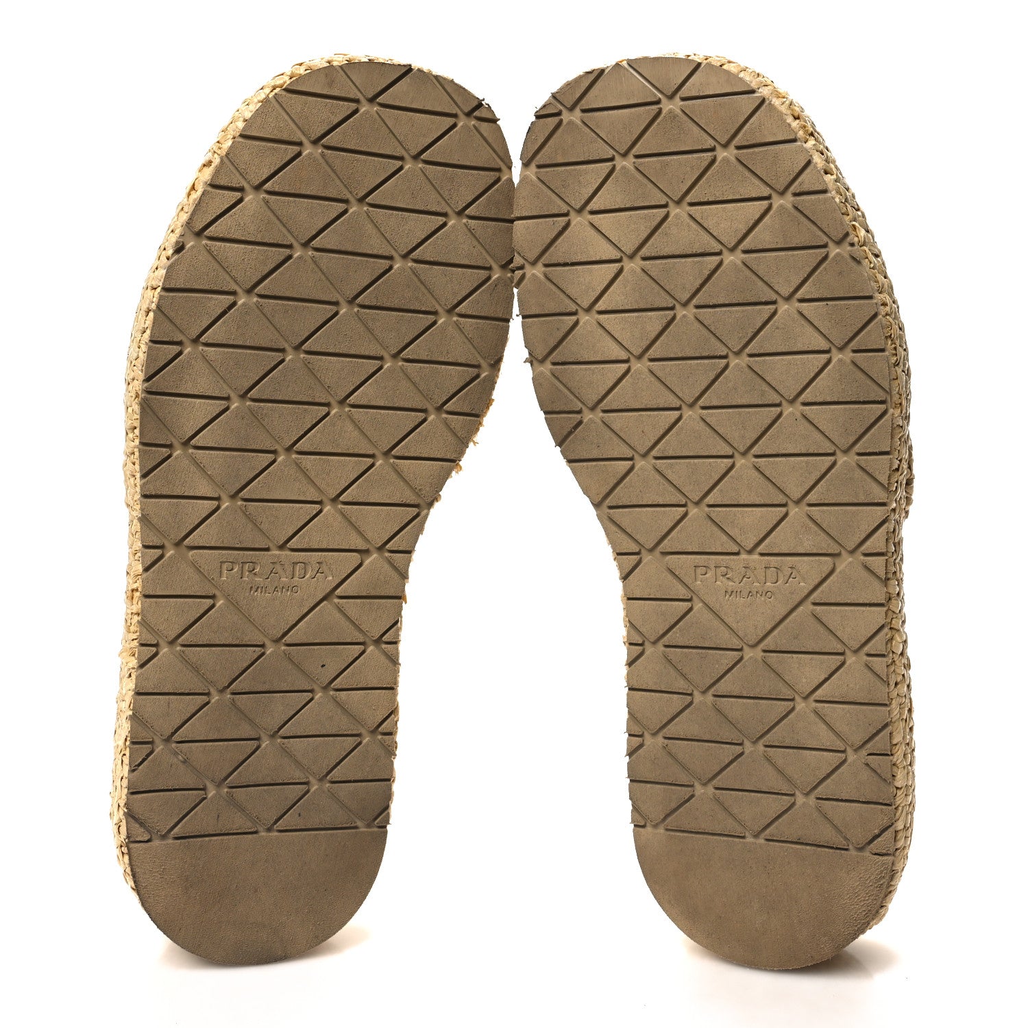 Prada Raffia Metal Triangle Logo Woven Flatform 35mm Slide Sandals 37 Naturale 5 of 9