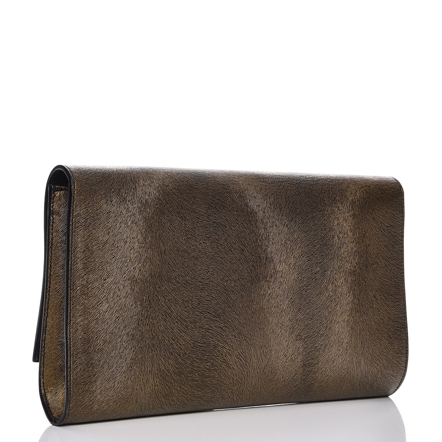Metallic Pony Hair Calfskin Embossed Large Belle De Jour Clutch Bronze