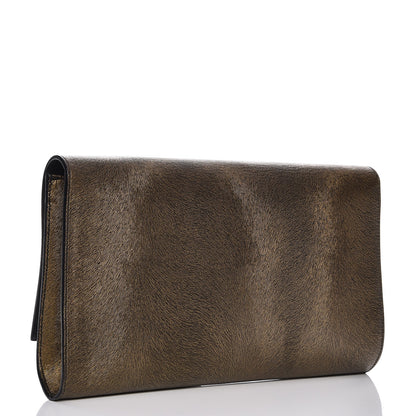 Saint Laurent Metallic Pony Hair Calfskin Embossed Large Belle De Jour Clutch Bronze 3 of 11