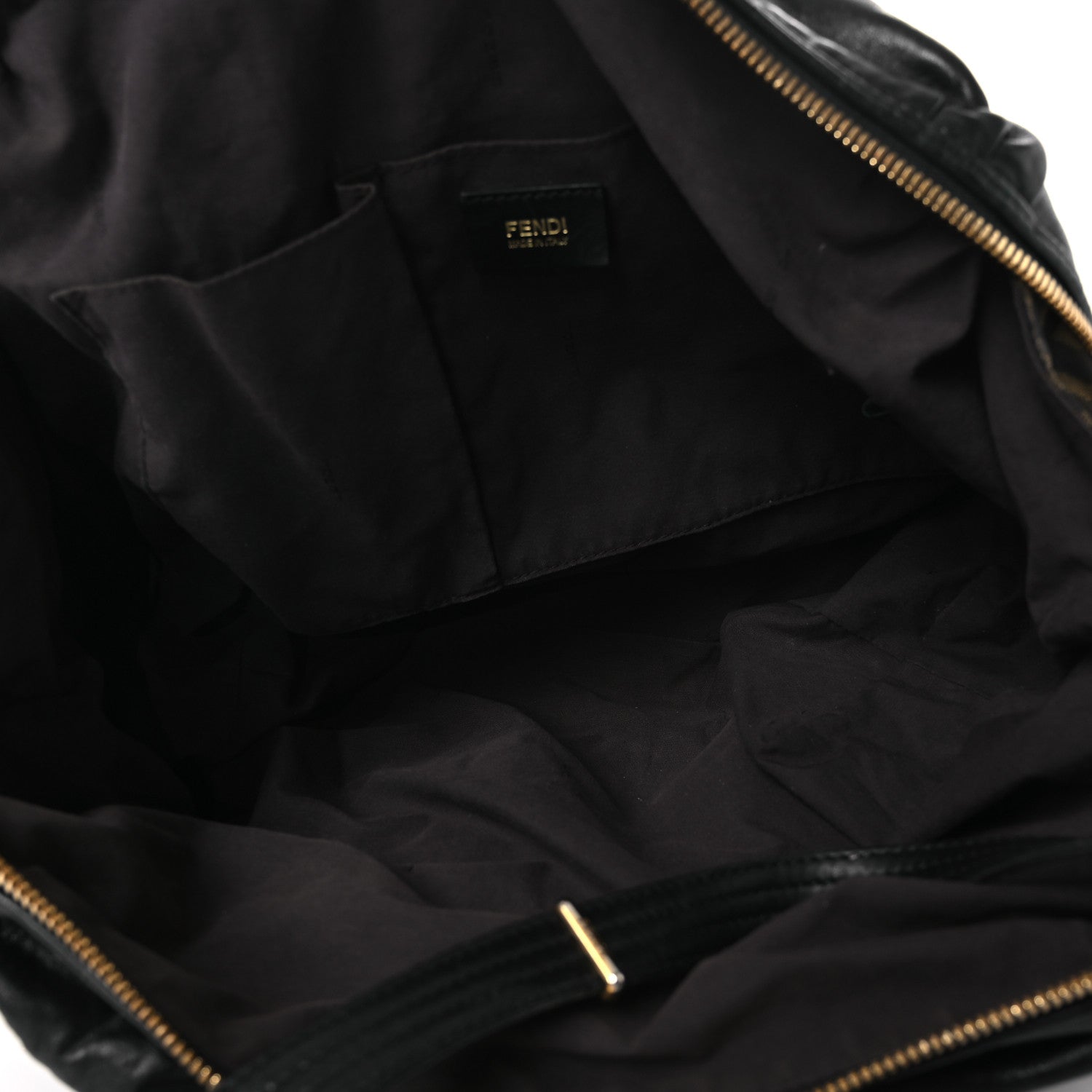 Fendi Sheepskin Zipper Satchel Black 5 of 14