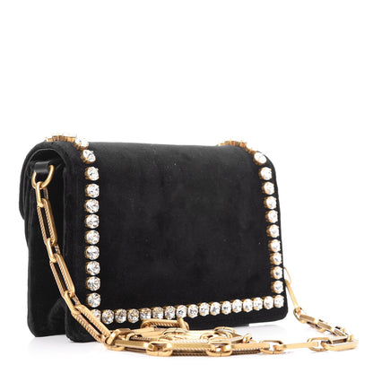 Gucci Velvet Crystal Mini Bee Broadway Shoulder Bag Black 3 of 7