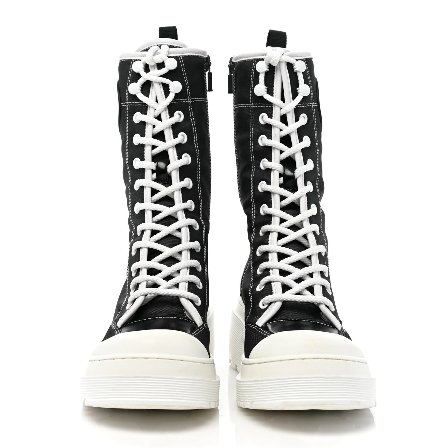 Technical Fabric Calfskin Womens D-Rise 35mm Tall Boots 37 Black White