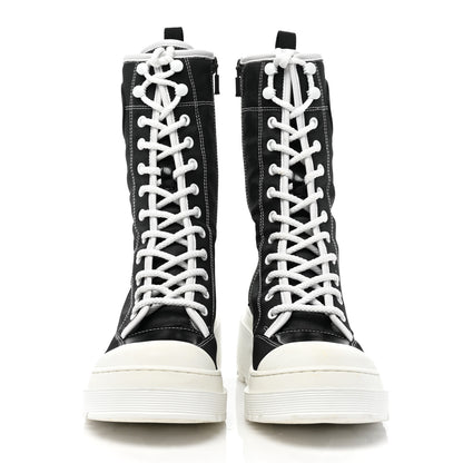 Christian Dior Technical Fabric Calfskin Womens D-Rise 35mm Tall Boots 37 Black White 2 of 7