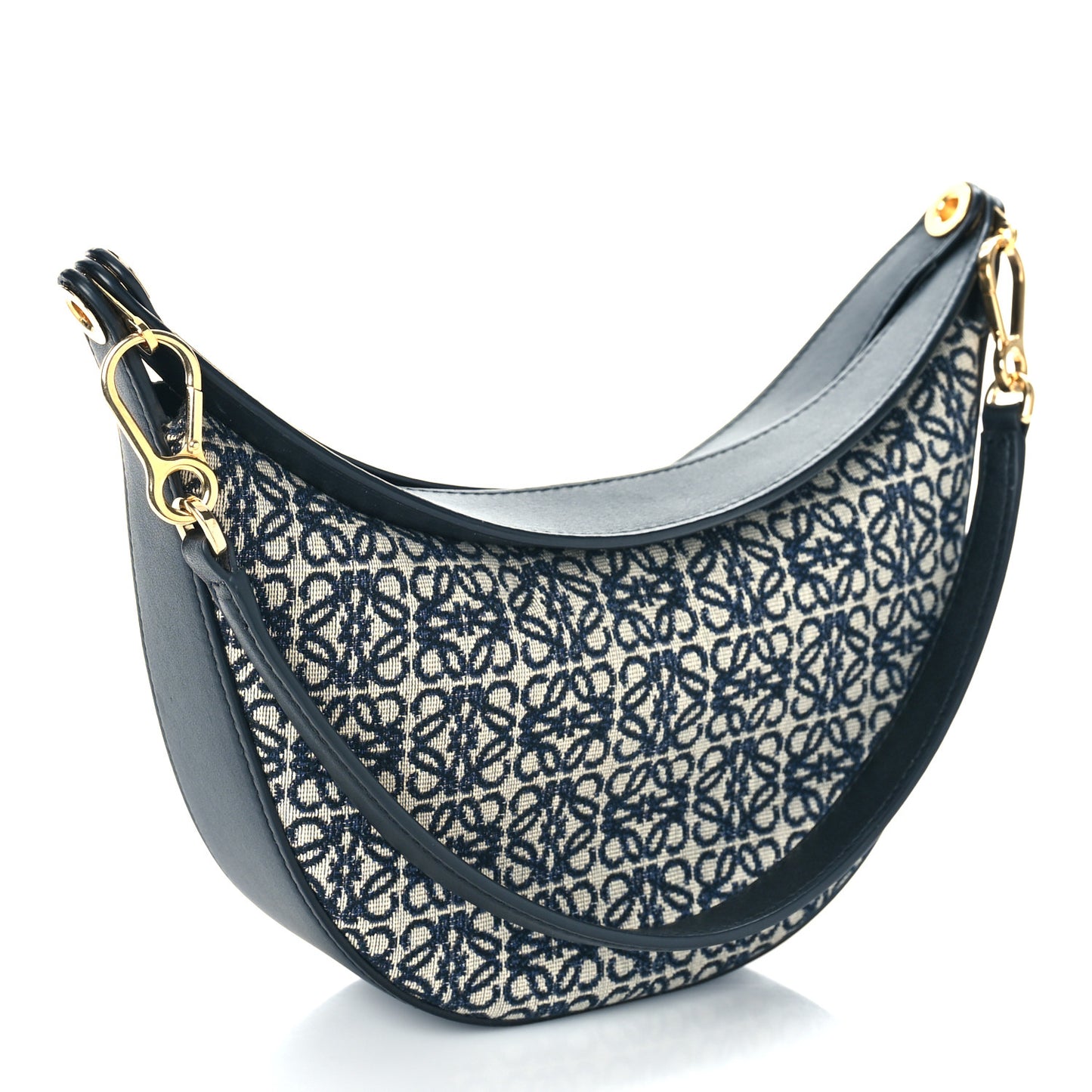 Jacquard Anagram Calfskin Small Luna Navy Black