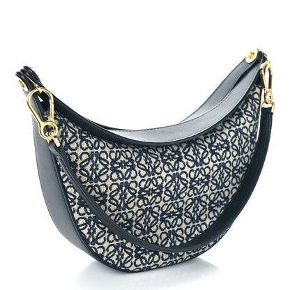 Loewe Jacquard Anagram Calfskin Small Luna Navy Black 4 of 11