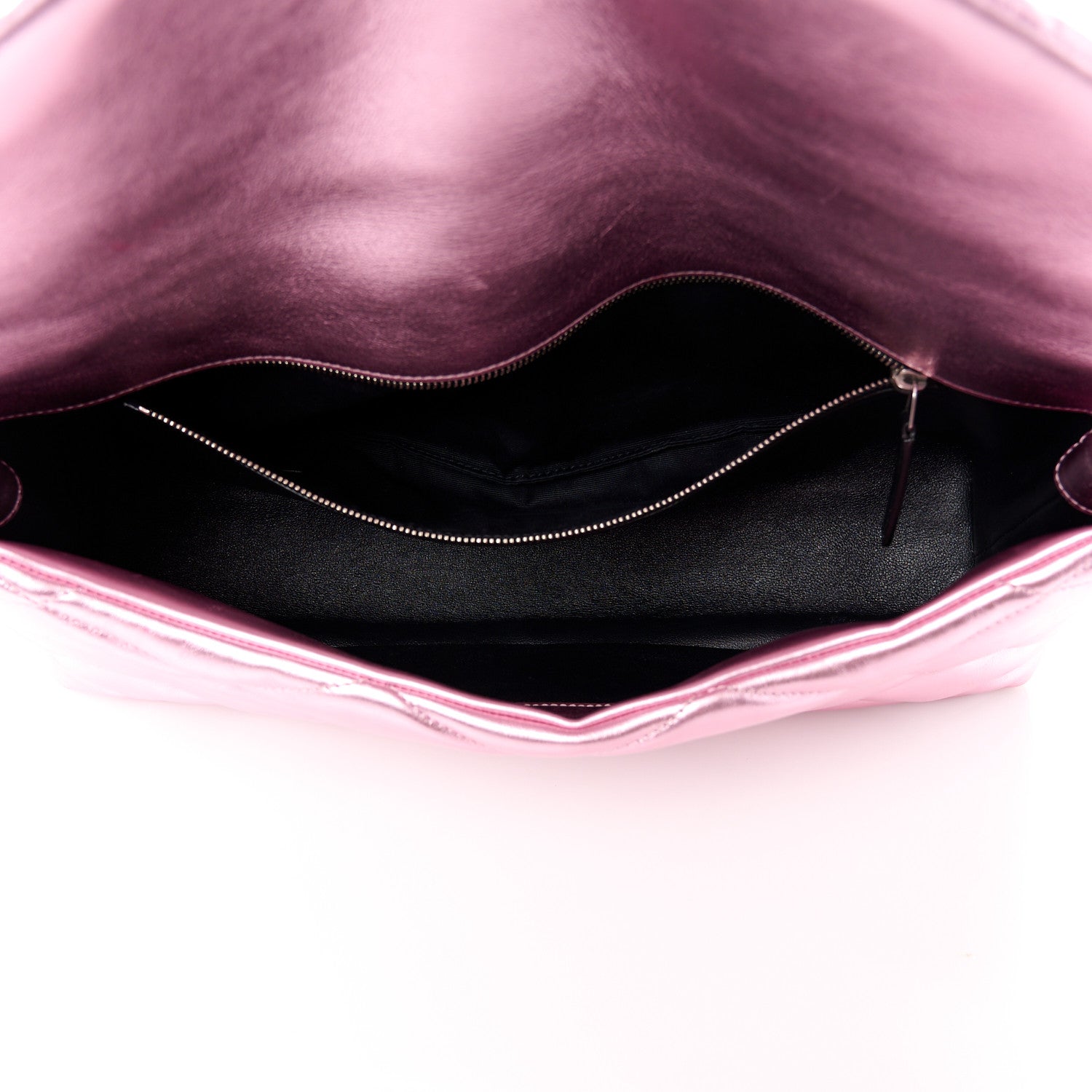 Saint Laurent Metallic Lambskin Quilted Sade Puffer Envelope Clutch New Azalea 5 of 12