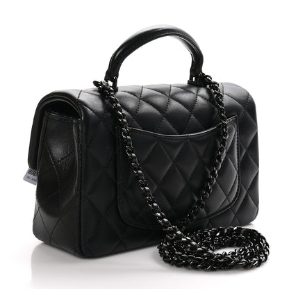 Chanel Lambskin Quilted Mini Top Handle Rectangular Flap So Black 3 of 10