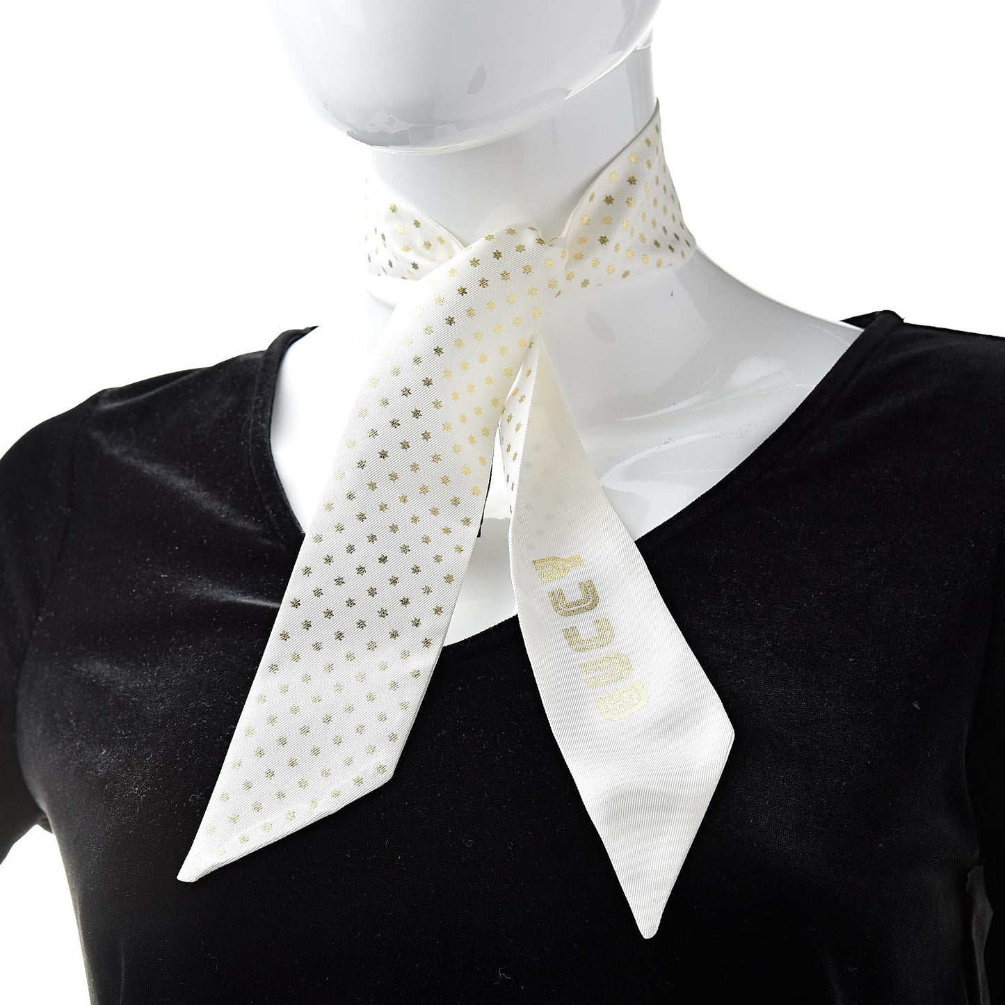 Silk Star Skinny Neck Bow Scarf White