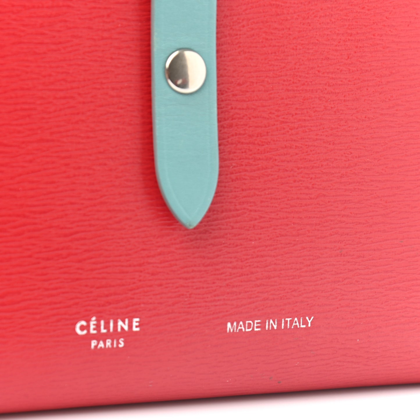 Grained Calfskin Medium Multifunction Strap Wallet Coquelicot Ocean