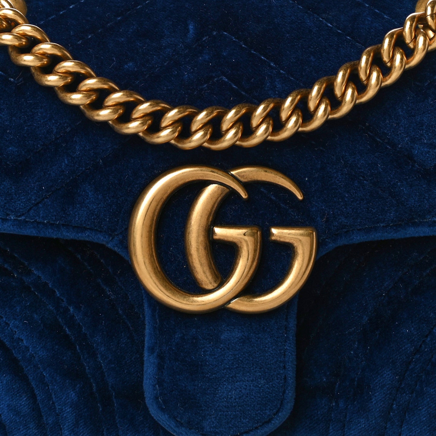 Velvet Matelasse Mini GG Marmont Shoulder Bag Cobalt Blue