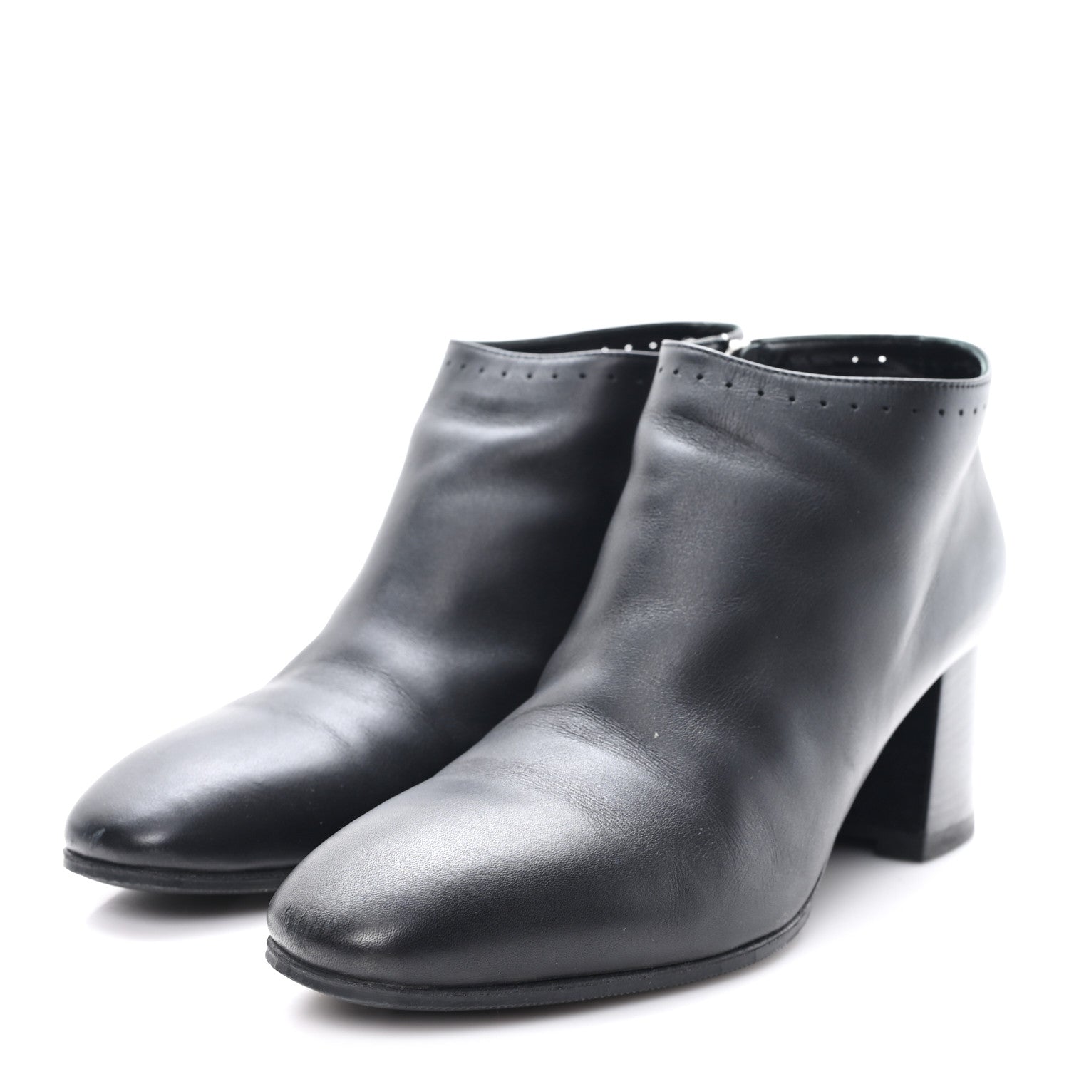 Hermes Calfskin Perforated Womens Booties 37.5 Black 4 of 8