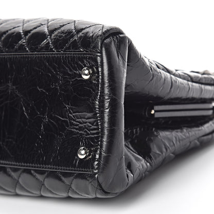 Chanel Glazed Calfskin Quilted Large Just Mademoiselle Bowling Bag Black 9 of 10