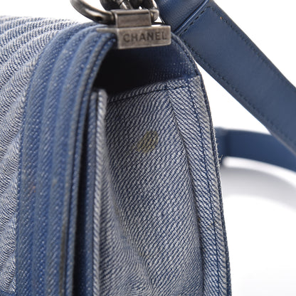 Chanel Denim Chevron Small Boy Flap Light Blue 12 of 13