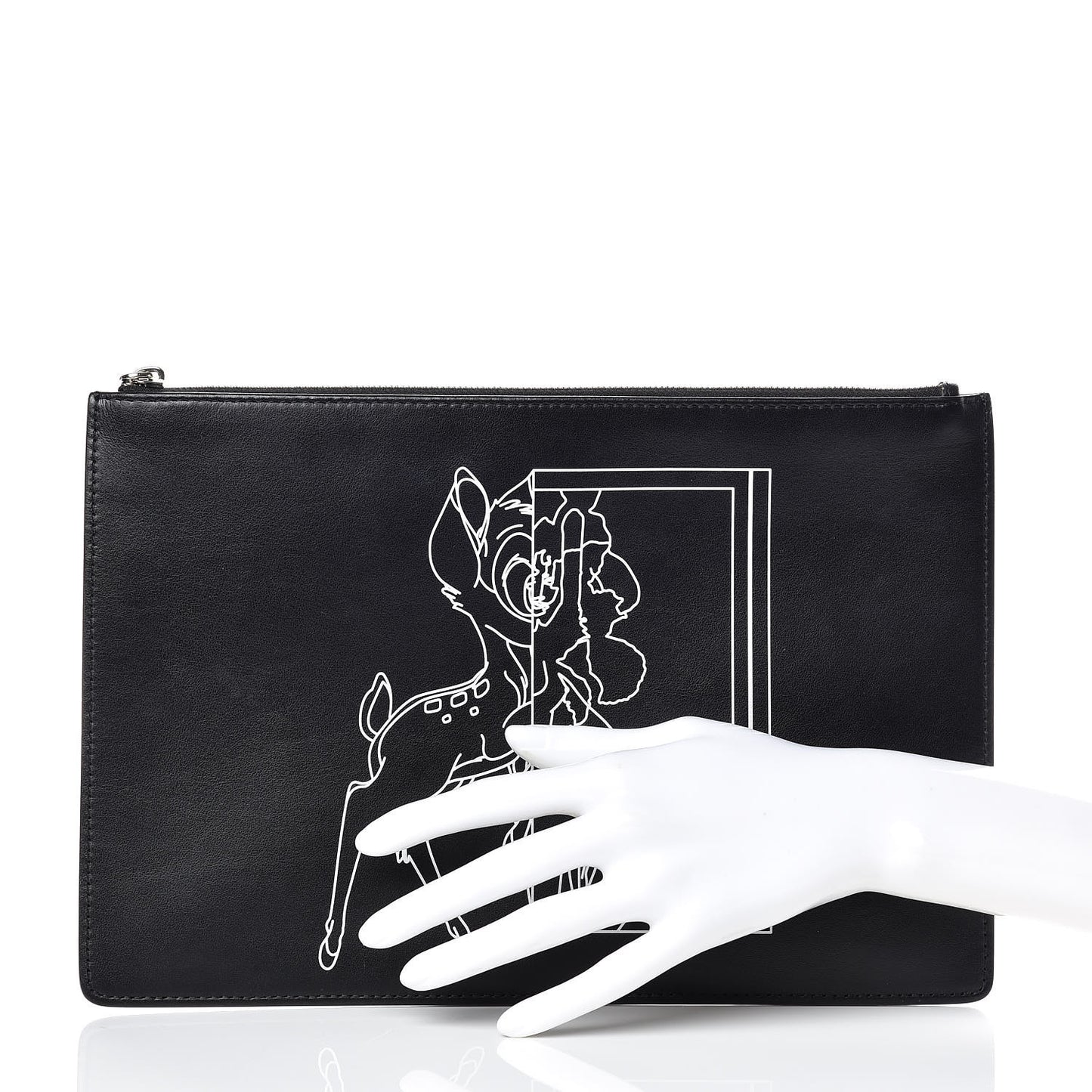 Calfskin Bambi Print Medium Cosmetic Pouch Black