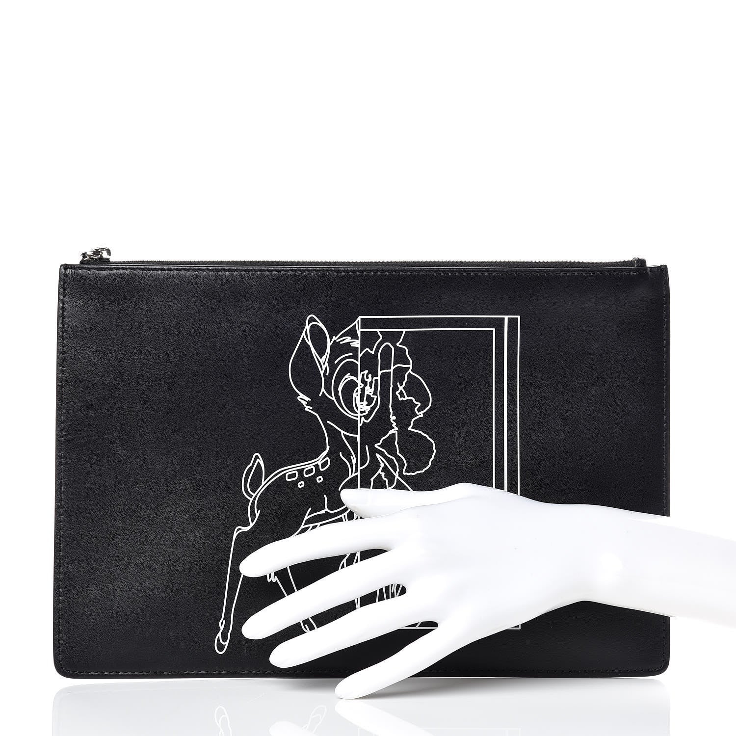 Givenchy Calfskin Bambi Print Medium Cosmetic Pouch Black 2 of 9