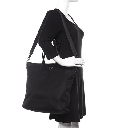 Prada Tessuto Nylon Saffiano Tote Black 3 of 9