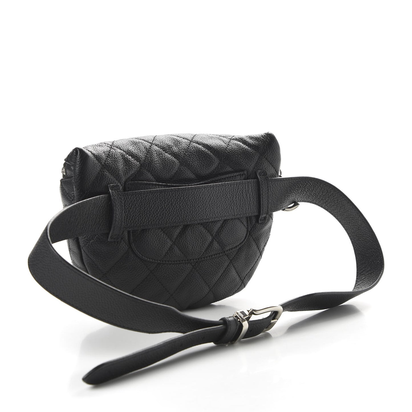 Grained Calfskin Quilted Waist Belt Bag Black
