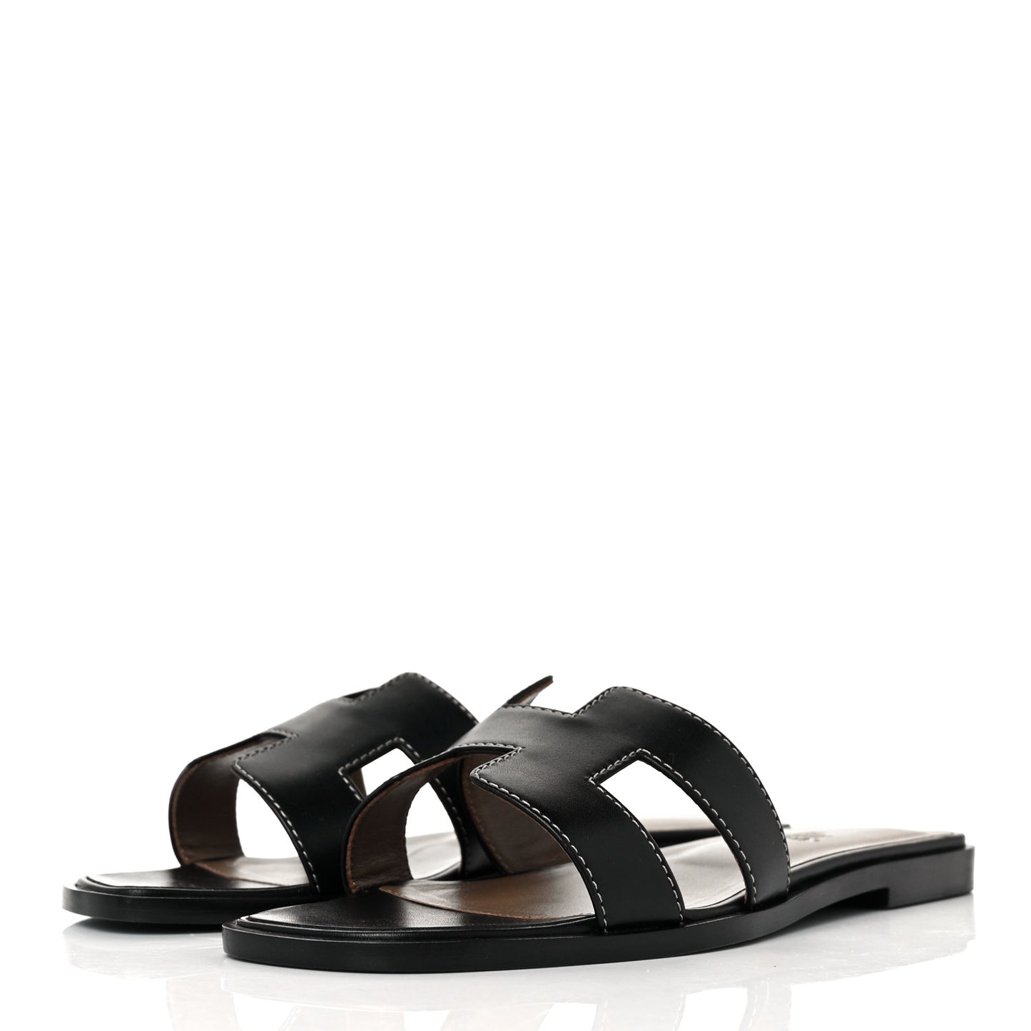 Box Calfskin Oran Sandals 36 Black