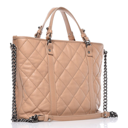 Chanel Calfskin Quilted Small Casual Riviera Tote Beige 3 of 10