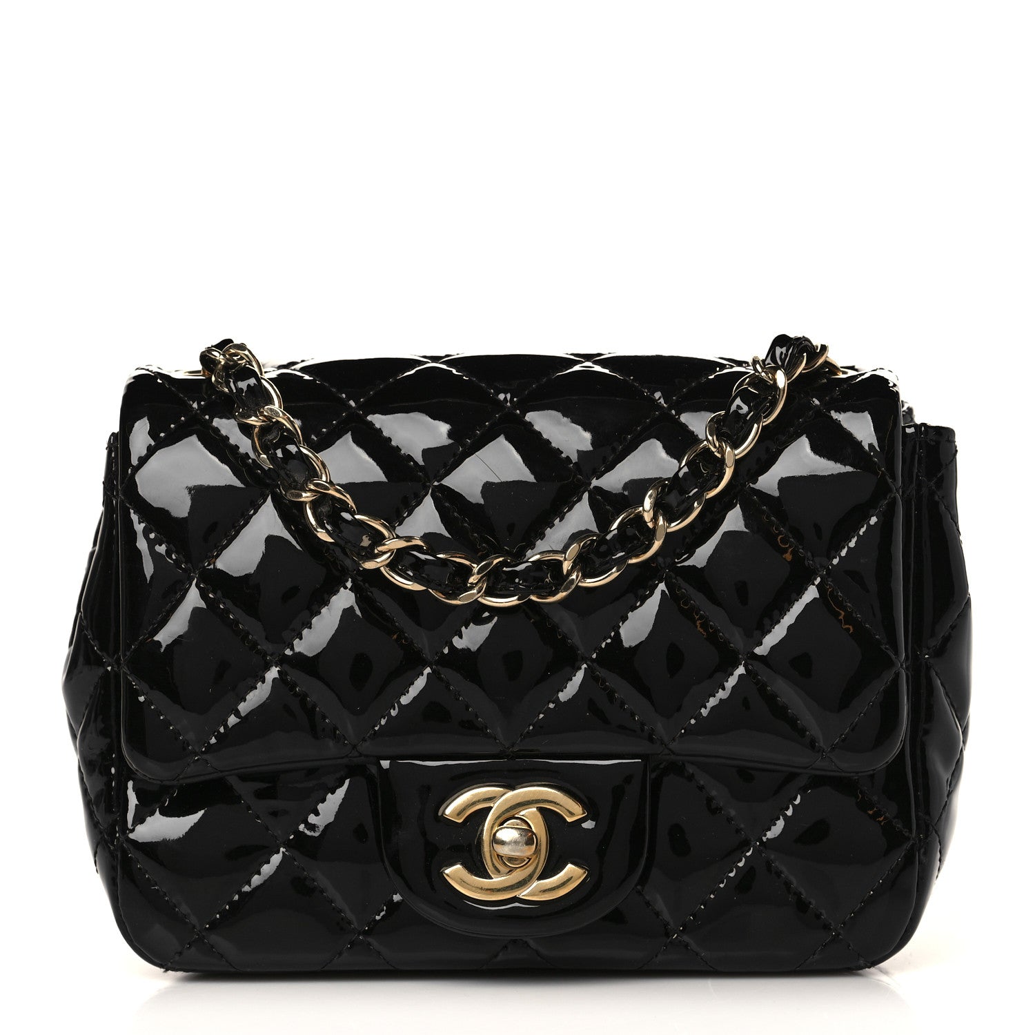 Chanel Patent Calfskin Quilted Mini Square Flap Black 1 of 8