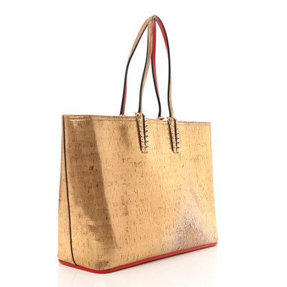 Christian Louboutin Calfskin Liege Pepite Cork Spikes East West Cabata Tote Snow 4 of 15
