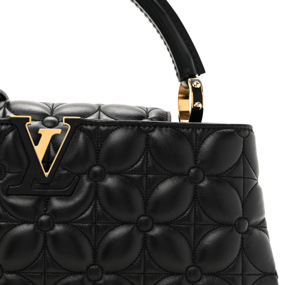 Louis Vuitton Lambskin Quilted Flower Capucines East West MM Black 6 of 8