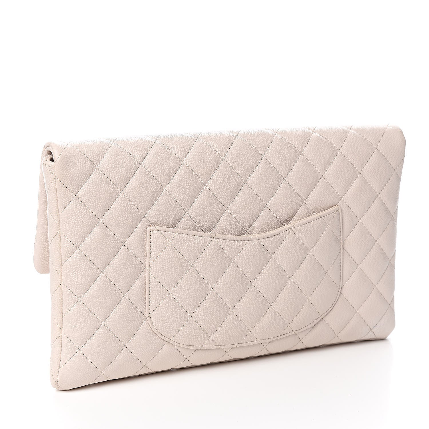 Chanel Caviar Quilted Flap Clutch Ivory 3 of 11