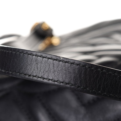 Gucci Calfskin Matelasse Medium GG Marmont Open Top Shoulder Bag Black 11 of 14