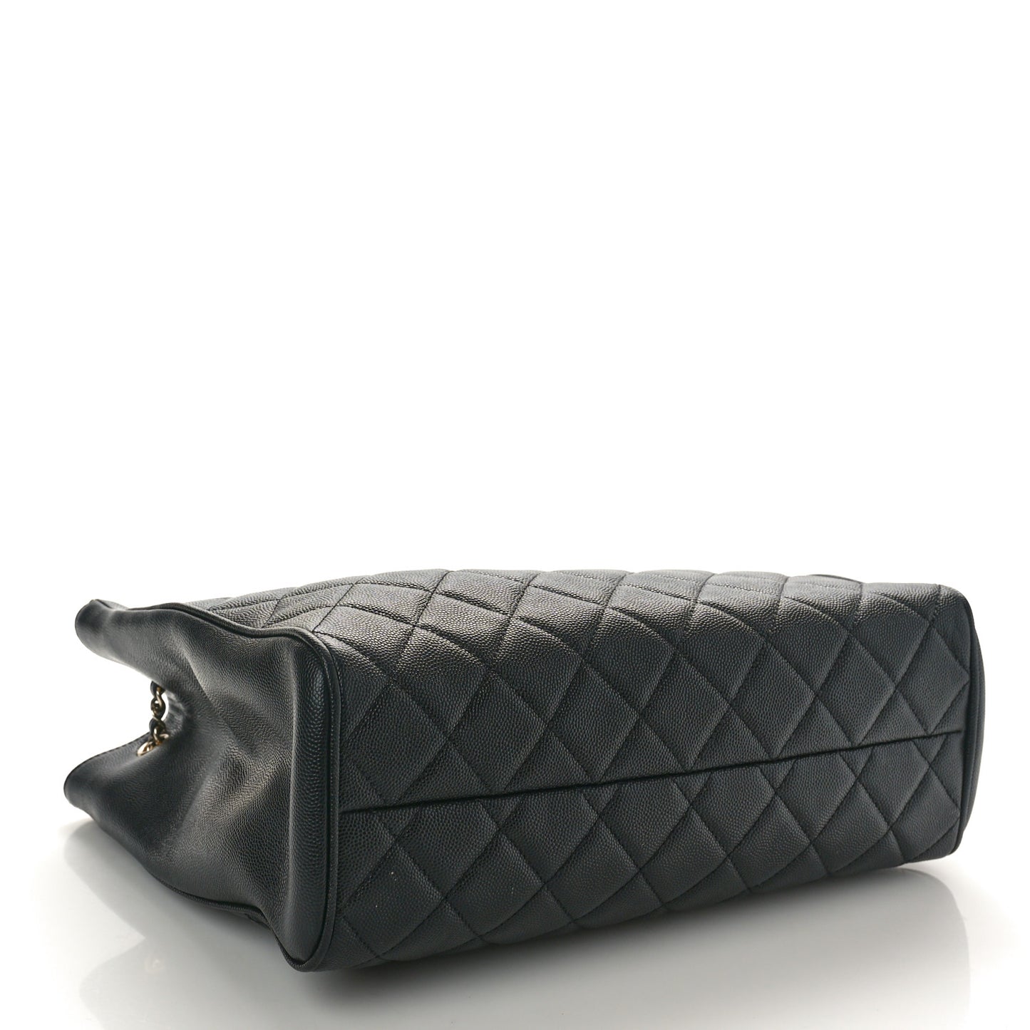 Caviar Quilted In Out Flap Shopping Tote Black