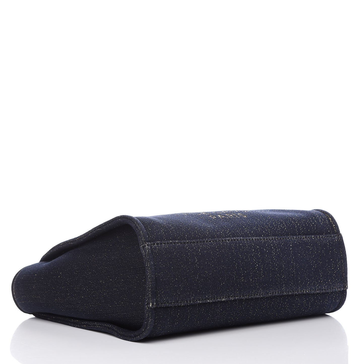 Lurex Canvas Small Deauville Tote Navy Blue Gold