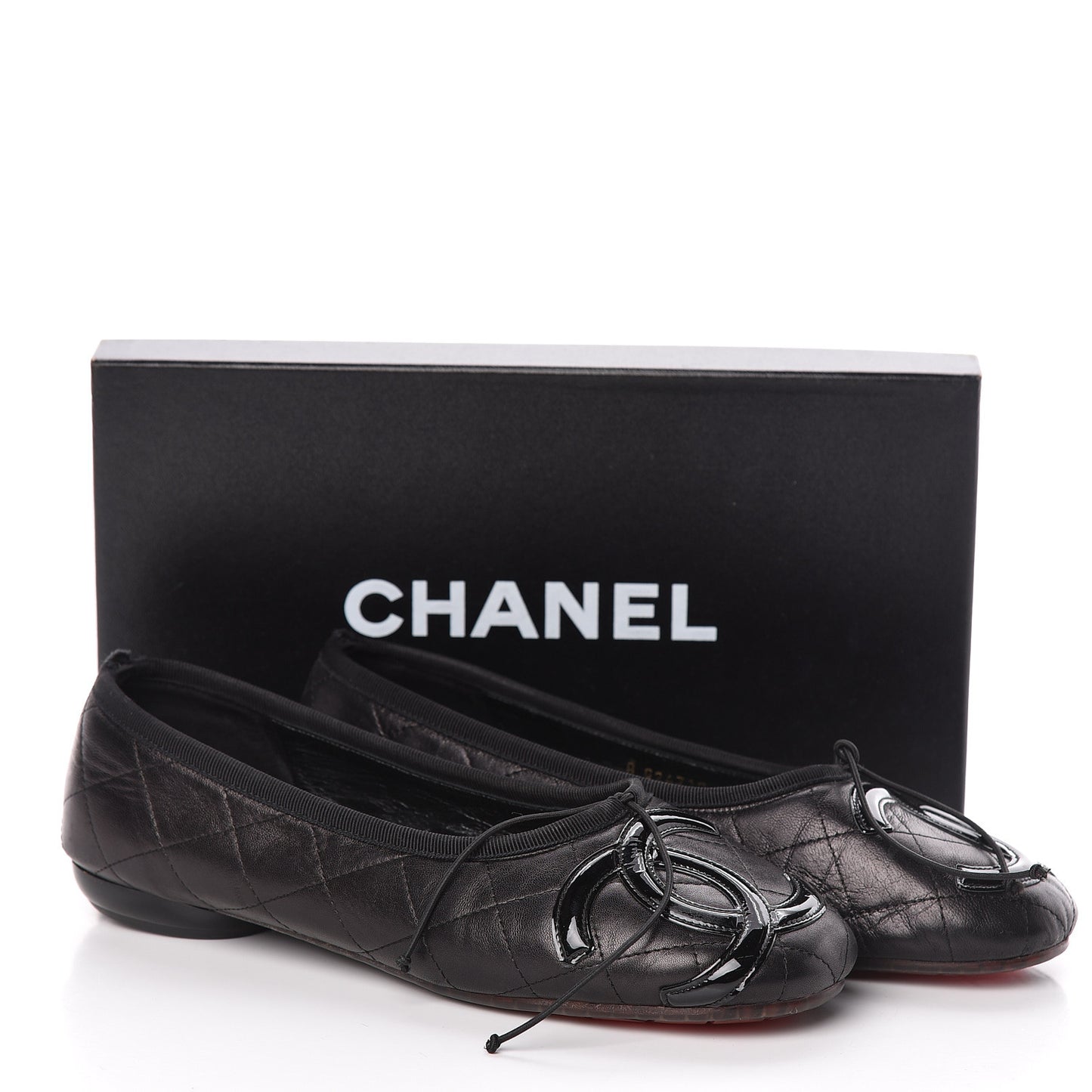Lambskin Quilted Cambon Ballerina Flats 40.5 Black