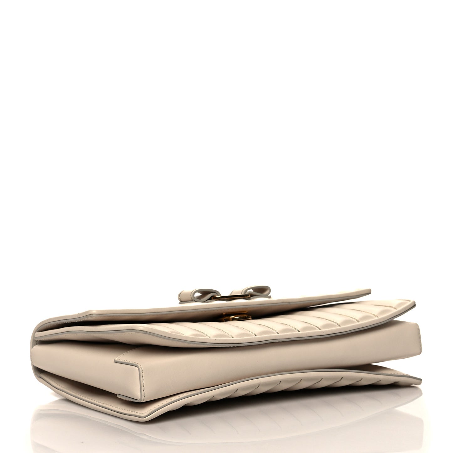 Nappa Vertical Quilted Ginny Shoulder Bag White