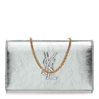 Saint Laurent Metallic Crinkled Calfskin Belle de Jour Chain Clutch Silver 1 of 9