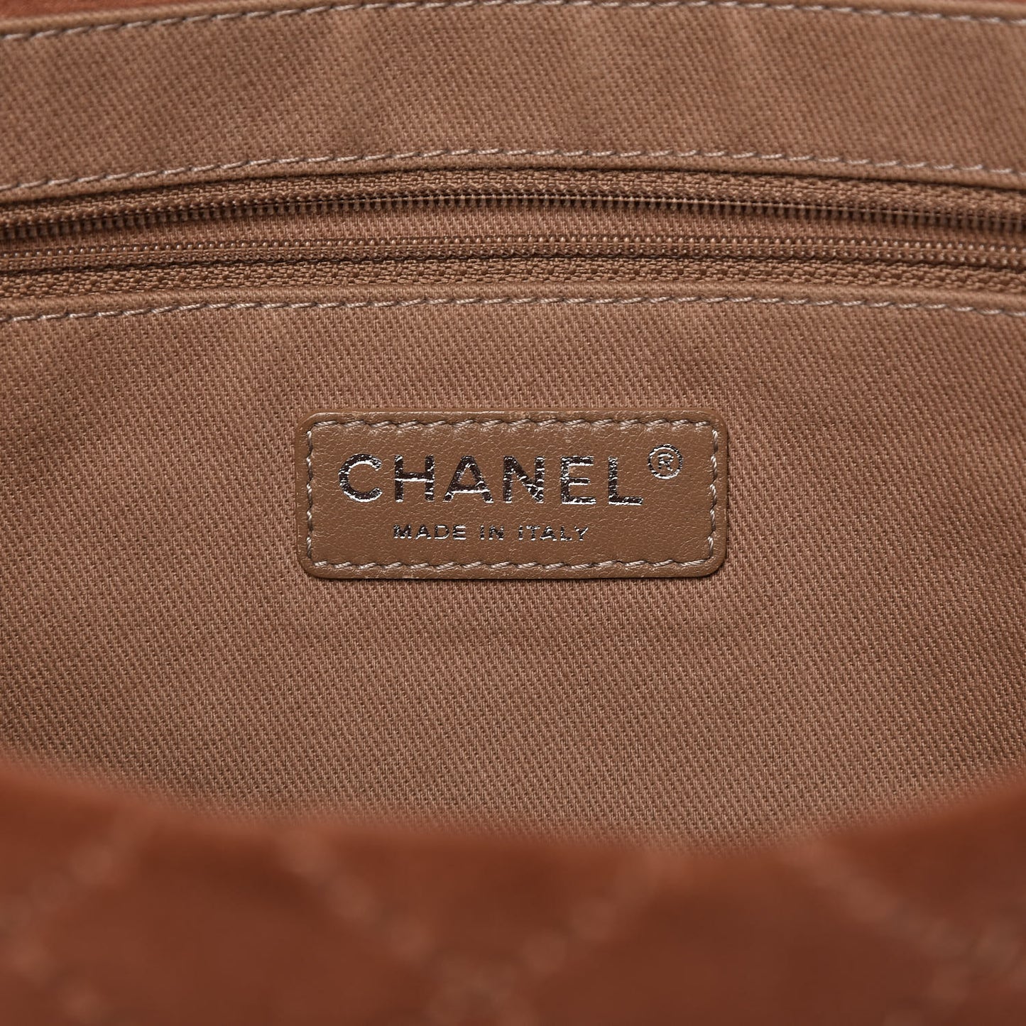 Suede Calfskin Stitch Flap Light Brown