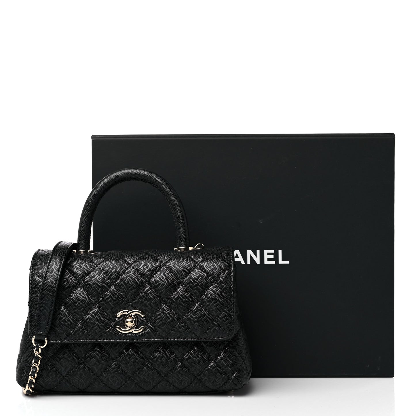 Caviar Quilted Mini Coco Handle Flap Black