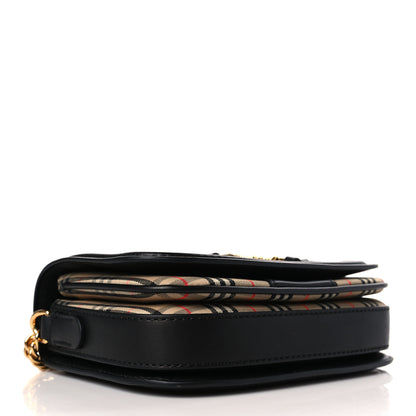 Burberry Smooth Calfskin 1983 Knight Check Link Shoulder Bag Black 3 of 7