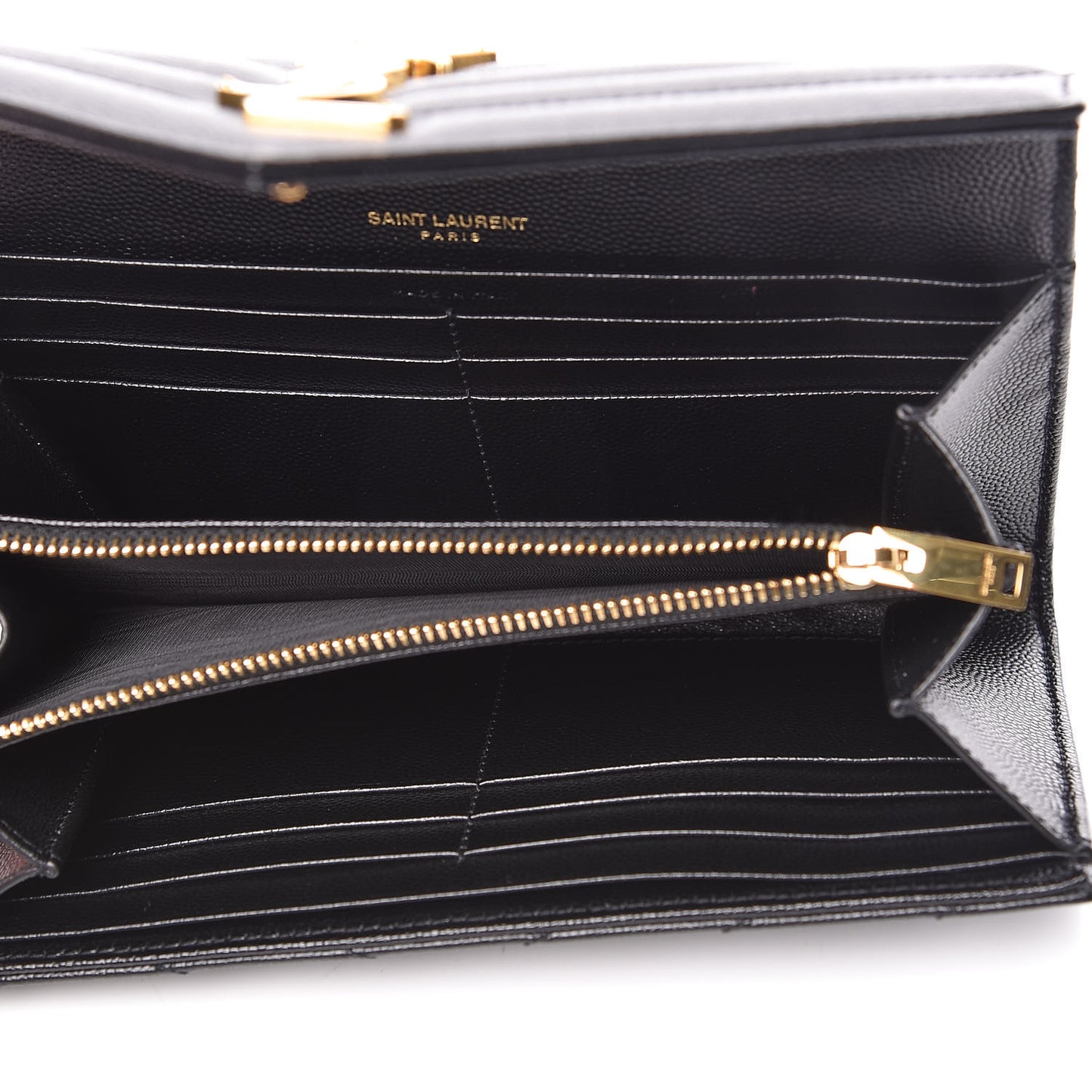 Grain De Poudre Matelasse Chevron Monogram Flap Wallet Black