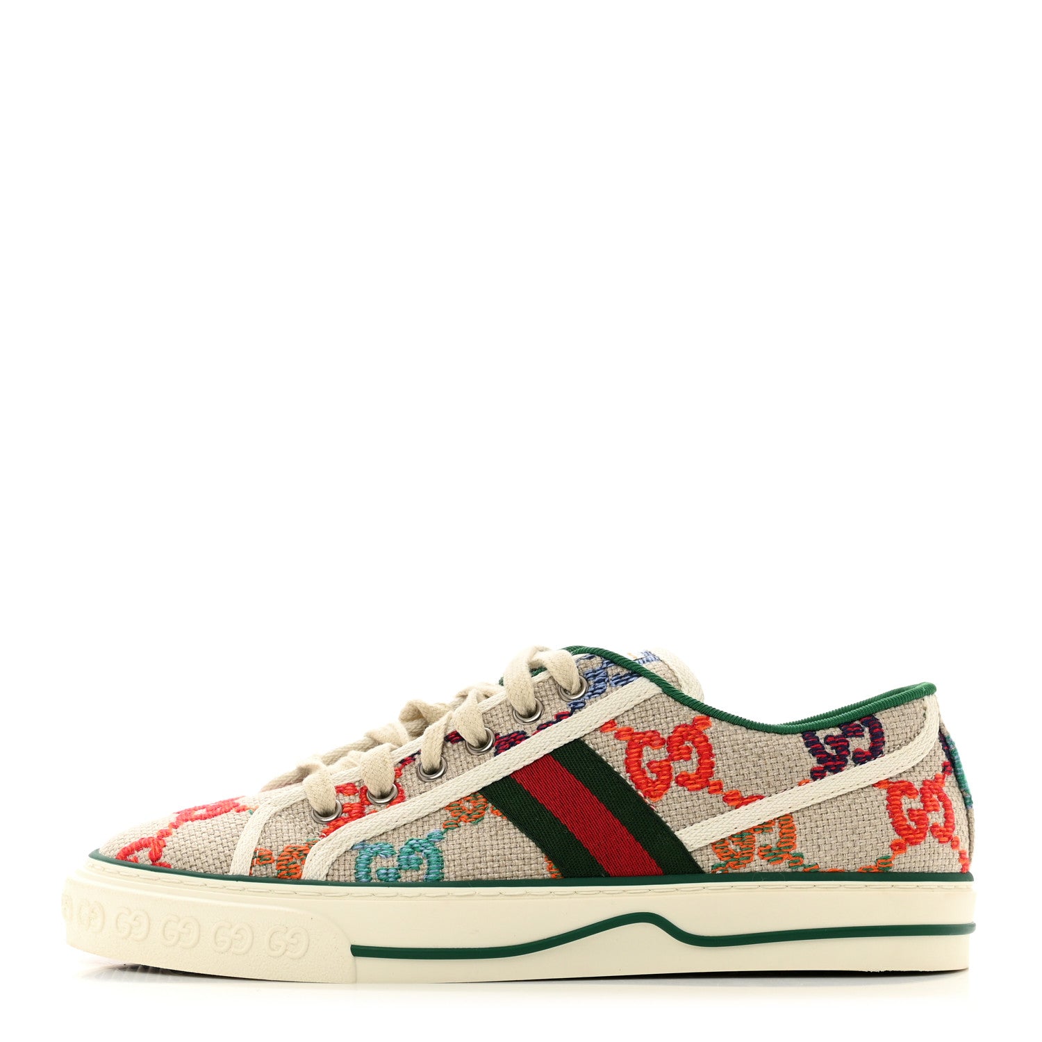 Gucci Linen Psychedelic Mini GG Monogram Womens 1977 Tennis Sneakers 38.5 Multicolor Mystic White 1 of 8