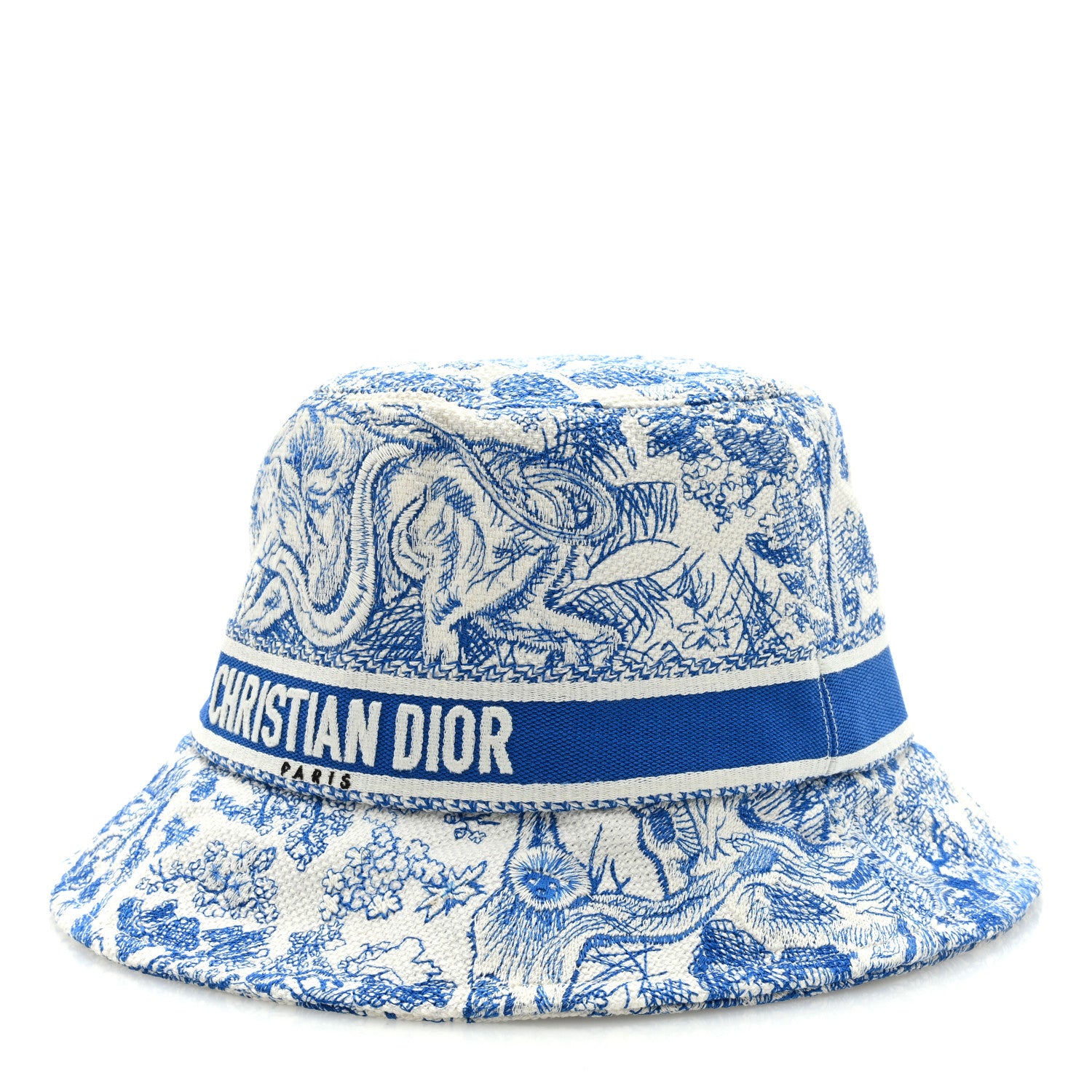 Christian Dior Canvas Toile de Jouy Sauvage Diorivera D-Bobby Small Brim Bucket Hat 59 Fluorescent Blue 1 of 7