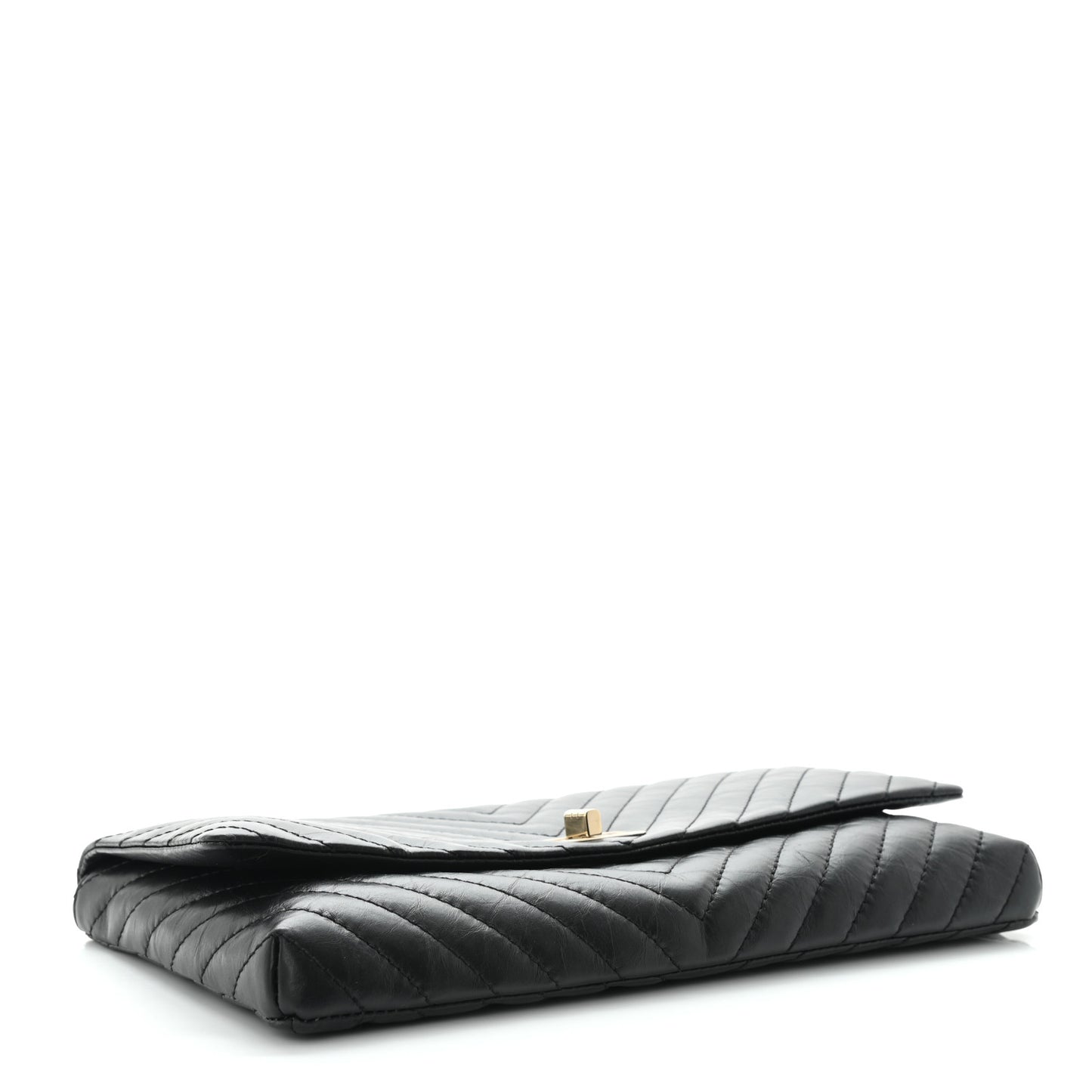 Aged Calfskin Chevron Reissue Flap Clutch Black