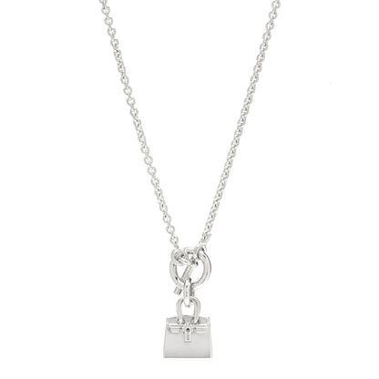 Hermes Sterling Silver Birkin Amulette Pendant Necklace 1 of 6