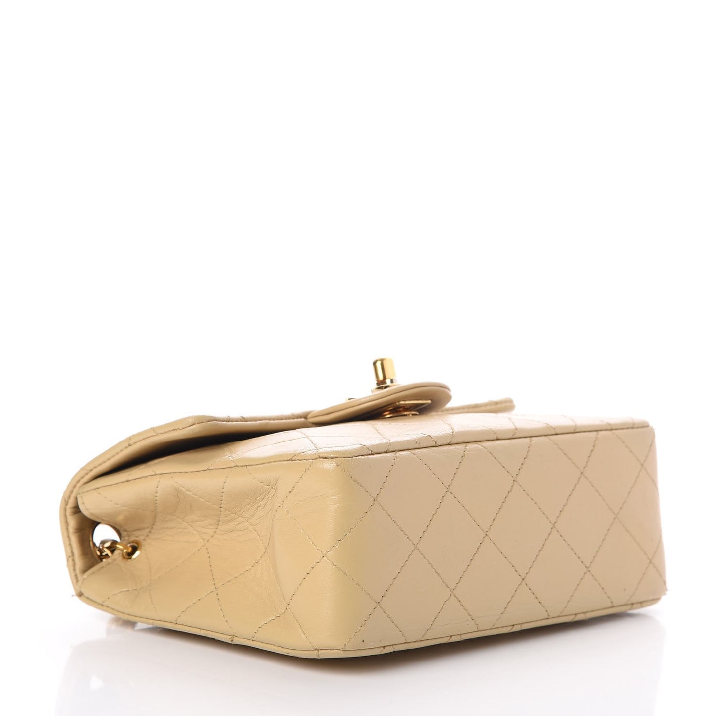 Lambskin Quilted Mini Square Flap Beige