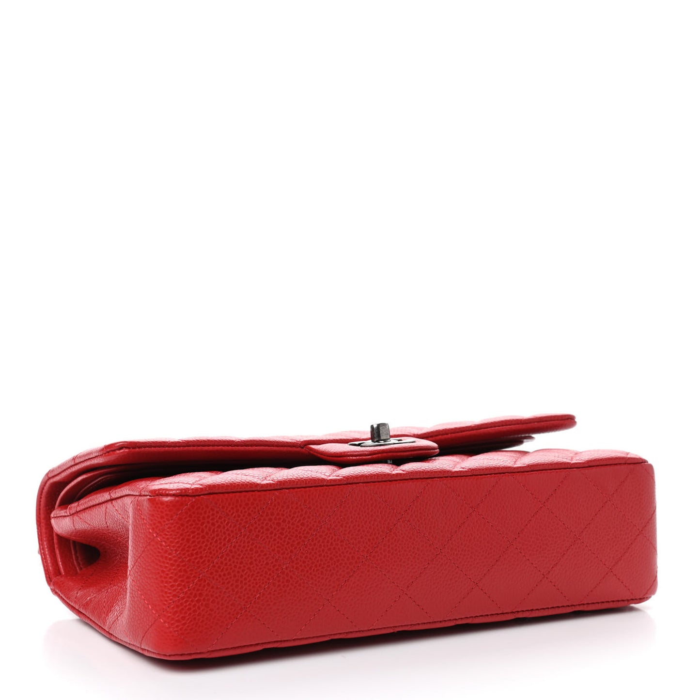 Caviar Quilted Medium Double Flap Red