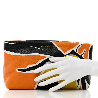 Burberry Prorsum Grained Calfskin Insect Print Pouch Black Orange Yellow 2 of 6